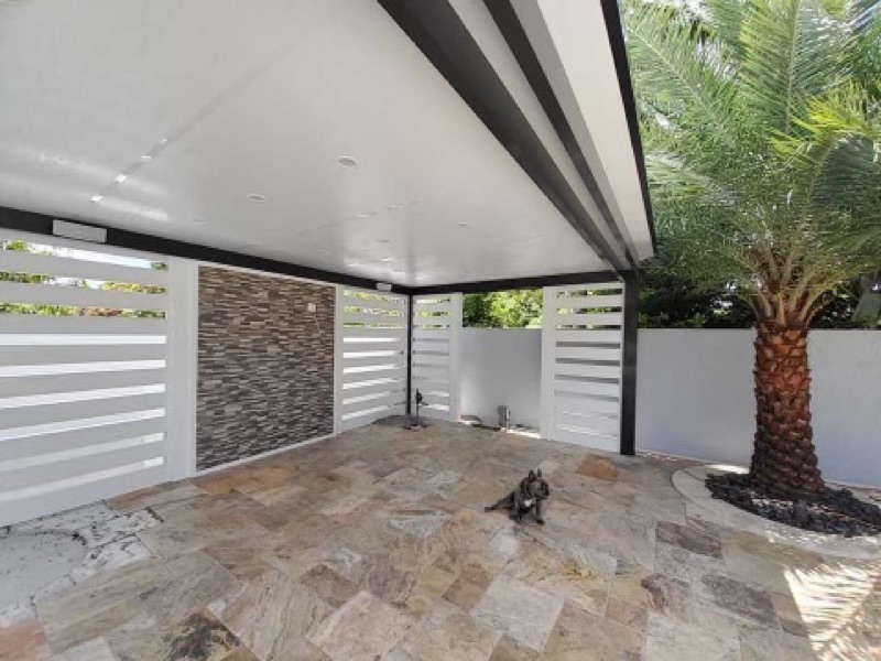 Custom wood pergola with ceiling fans in Doral FL