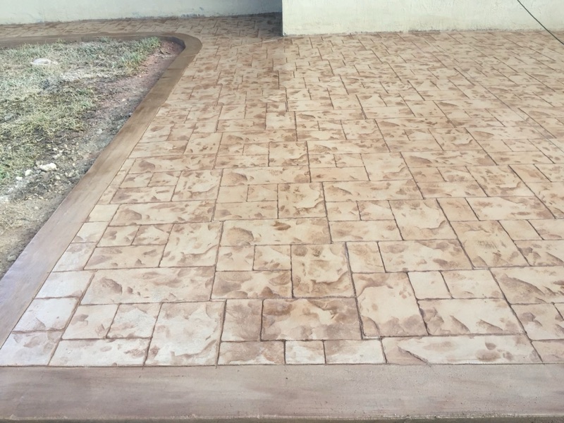 Stamped concrete driveway with stone pattern in Miami-Dade FL