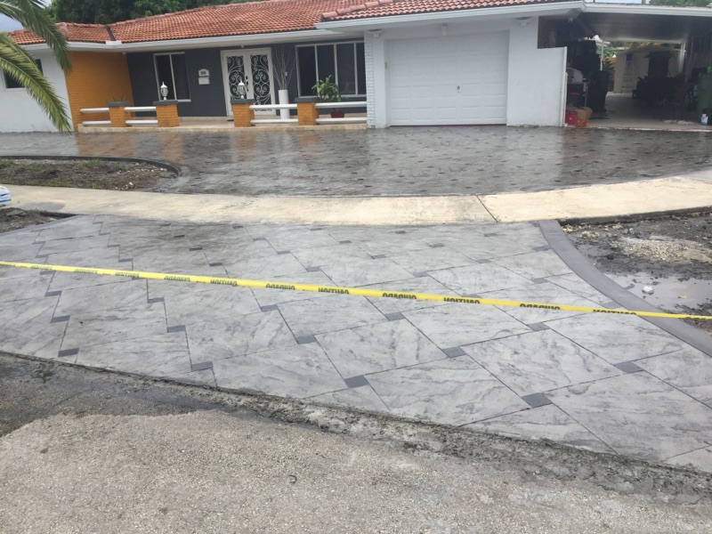 Decorative stamped concrete patio in South Florida